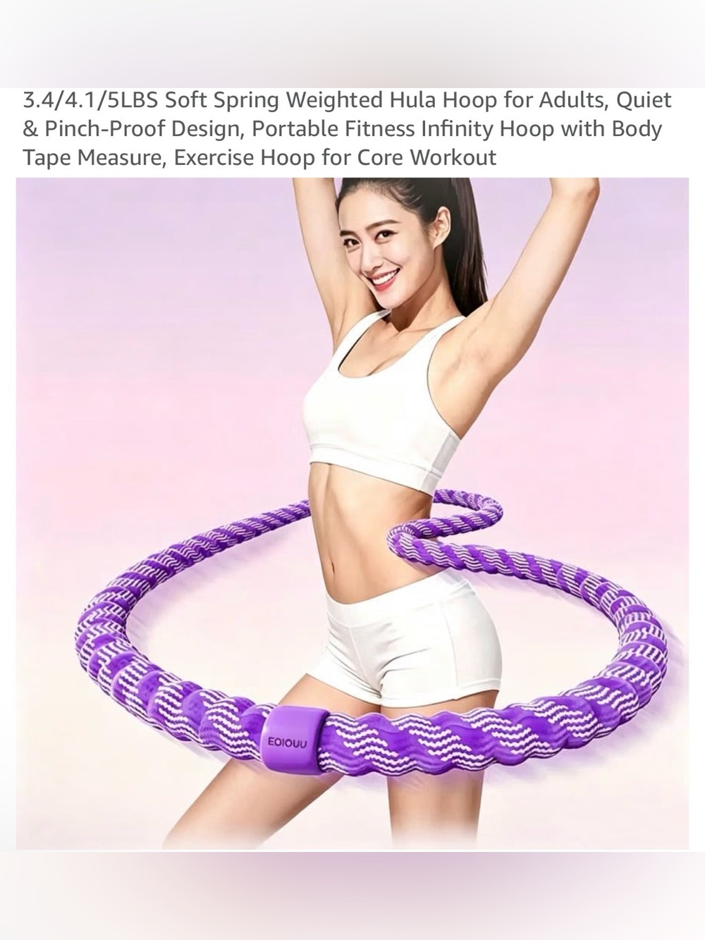 New 3.4/4.1/5LBS Soft Spring Weighted Hula Hoop for Adults, Quiet Pinch-Proof